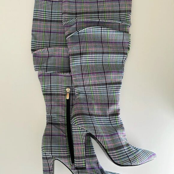 NEW Women's JAGGER Houndstooth Check Knee High Boots in Multi Size 38 - Picture 7 of 8